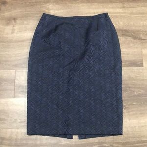 Lafayette 148 NY Black & Blue Tiger Stripes Silk Blend Pencil Skirt size 6